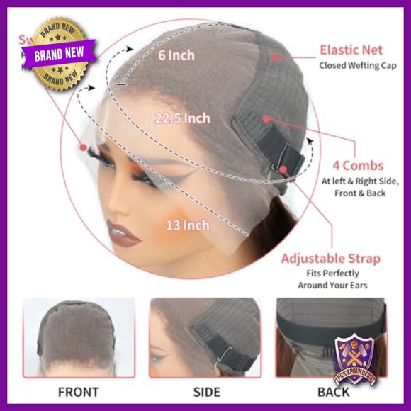 13x6 HD Lace Front Human Hair Wig 200 Density Straight Pre Plucked